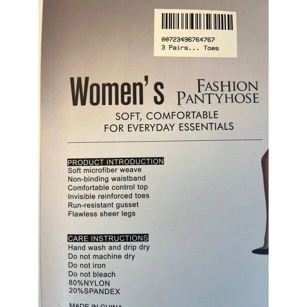 G&Y Classic Womens Fashion Pantyhose 3 Pack Black Sheer Control Top Microfiber